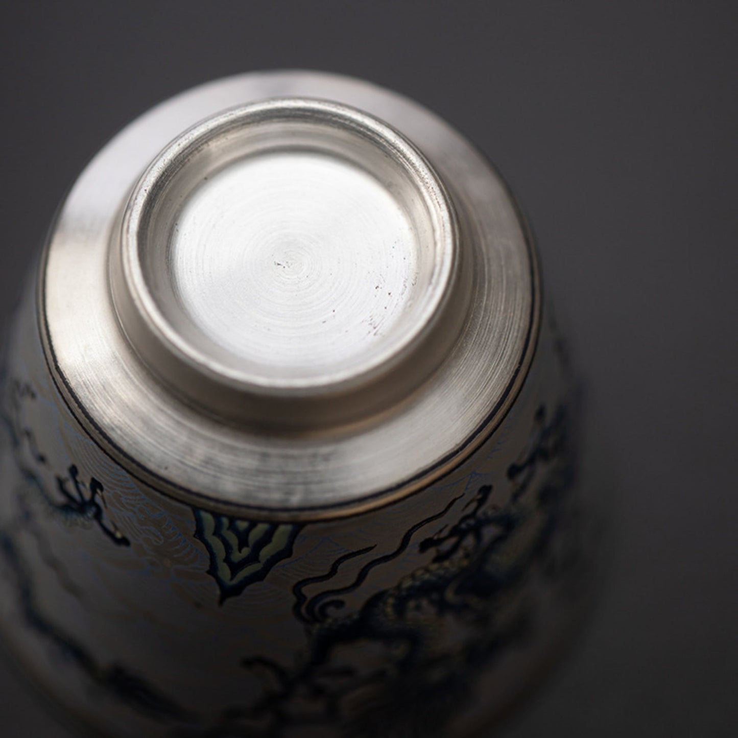 Handcrafted Silver-Plated Chinese Dragon Ceramic Cup