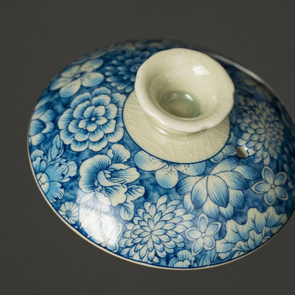 Ice Crack Blue and White Porcelain Handmade Tea Set