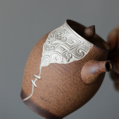 Taotie and Auspicious Clouds Handcrafted Ceramic Tea Set