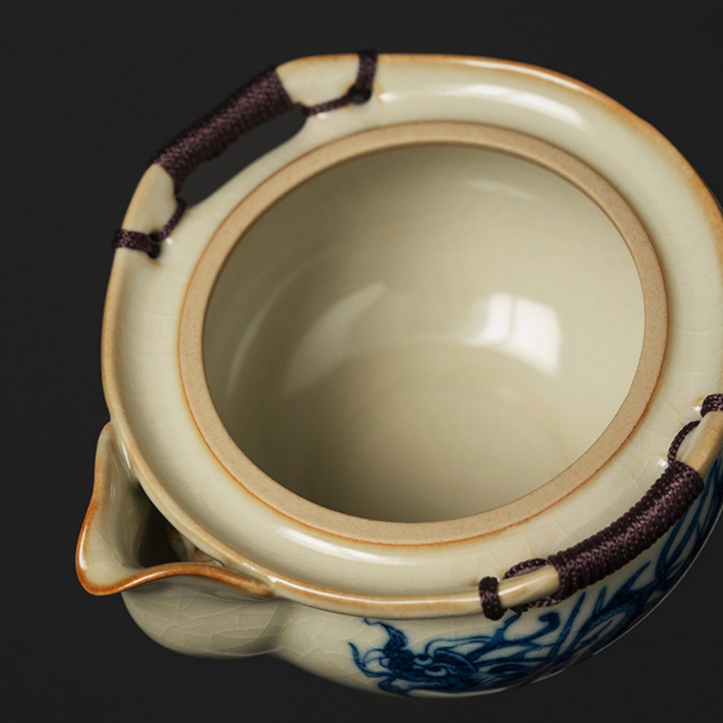 Ru Kiln Blue and White Porcelain Dragon Pattern Tea Set