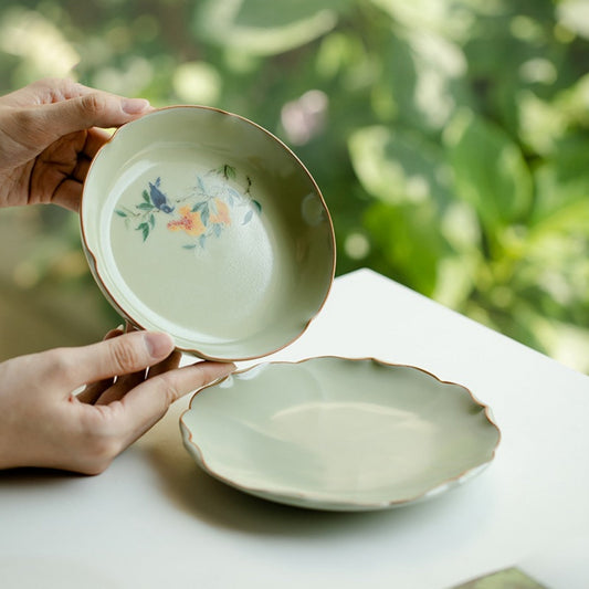 Handmade Ru Kiln Ceramic Dessert Plate