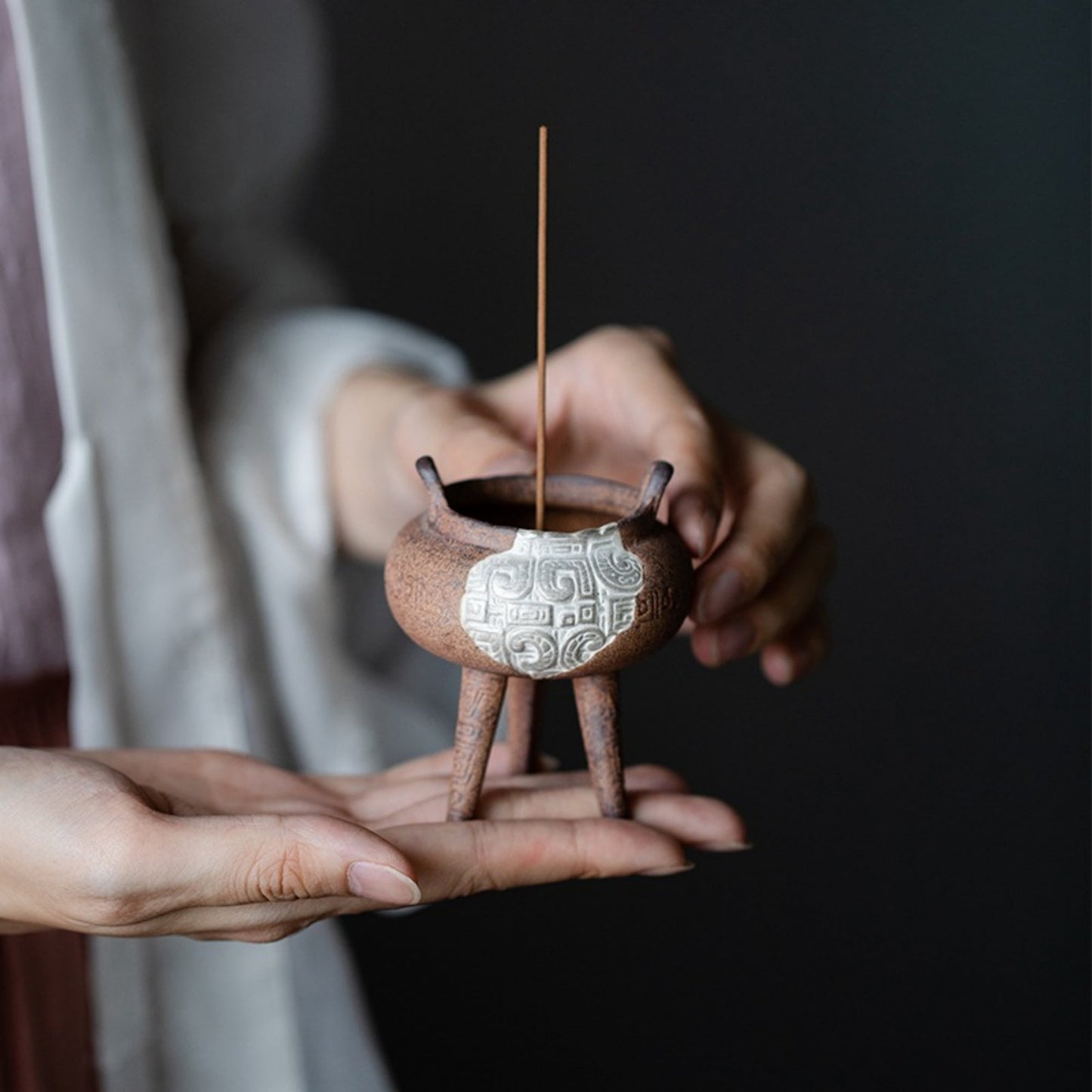 Taotie Three-legged Tripod Incense Burner