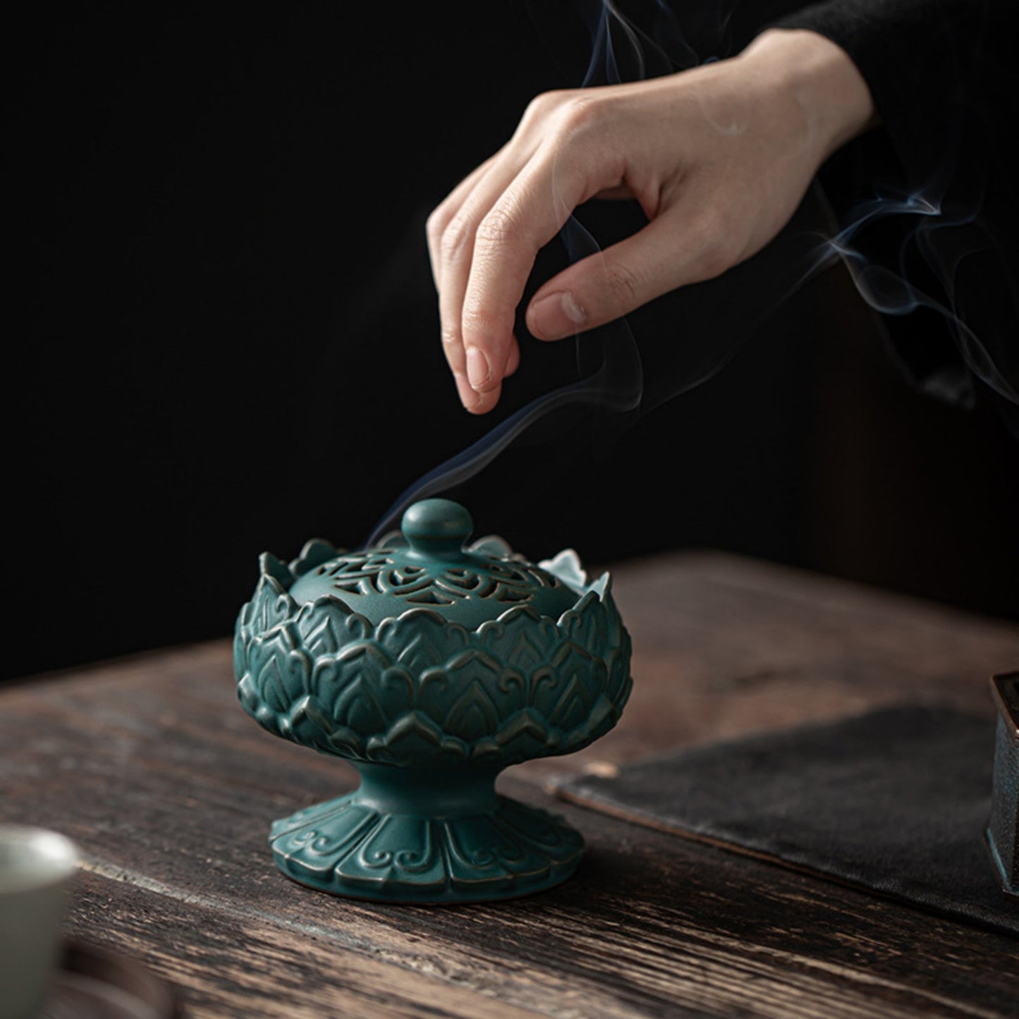 Lotus Platform Ceramic Incense Burner