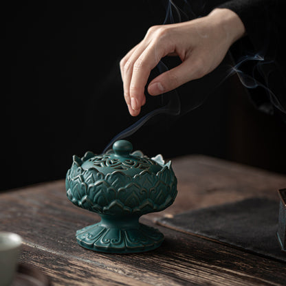 Lotus Platform Ceramic Incense Burner