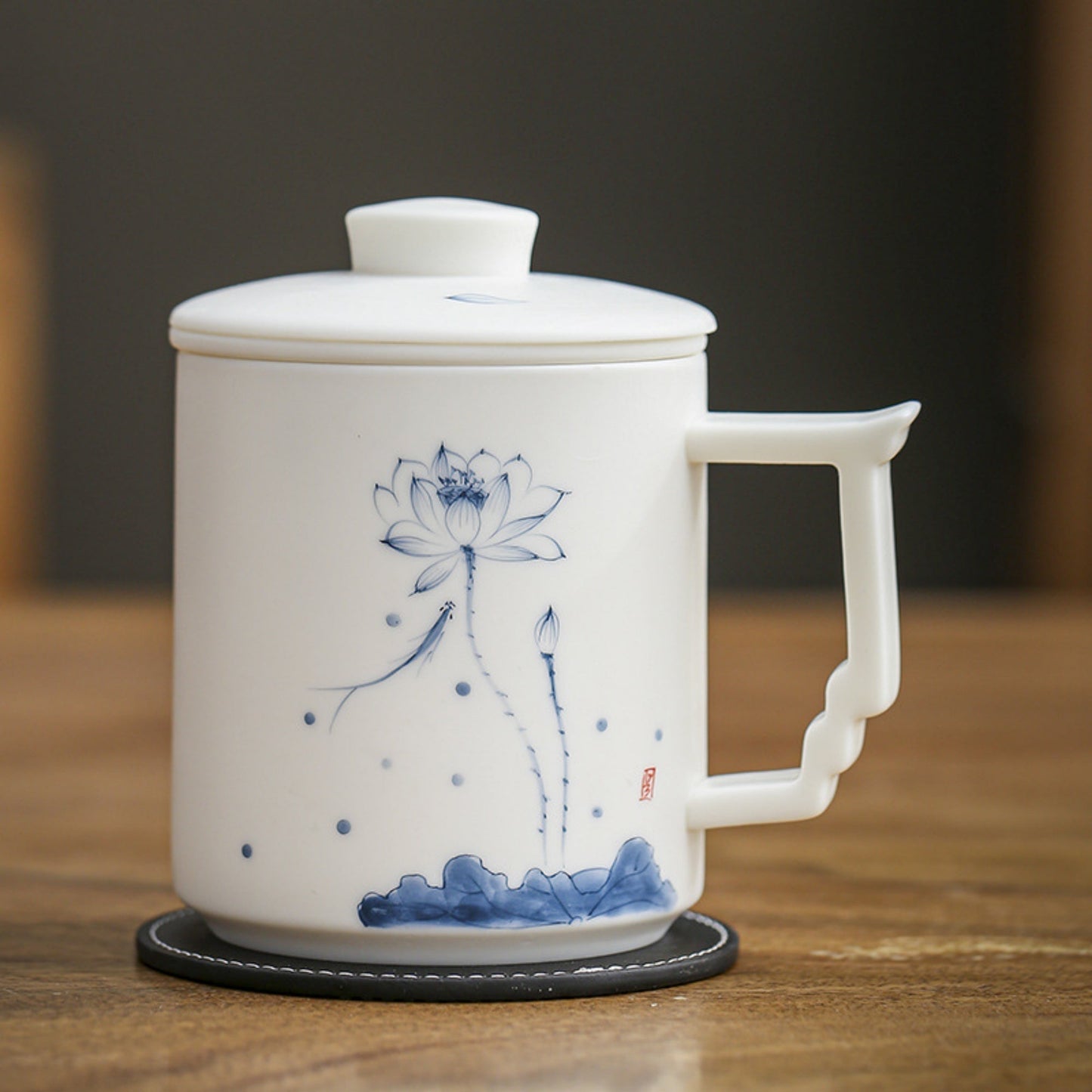 "Blanc De Chine" Hand-Painted Ceramic Tea Cup