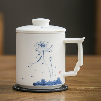 "Blanc De Chine" Hand-Painted Ceramic Tea Cup