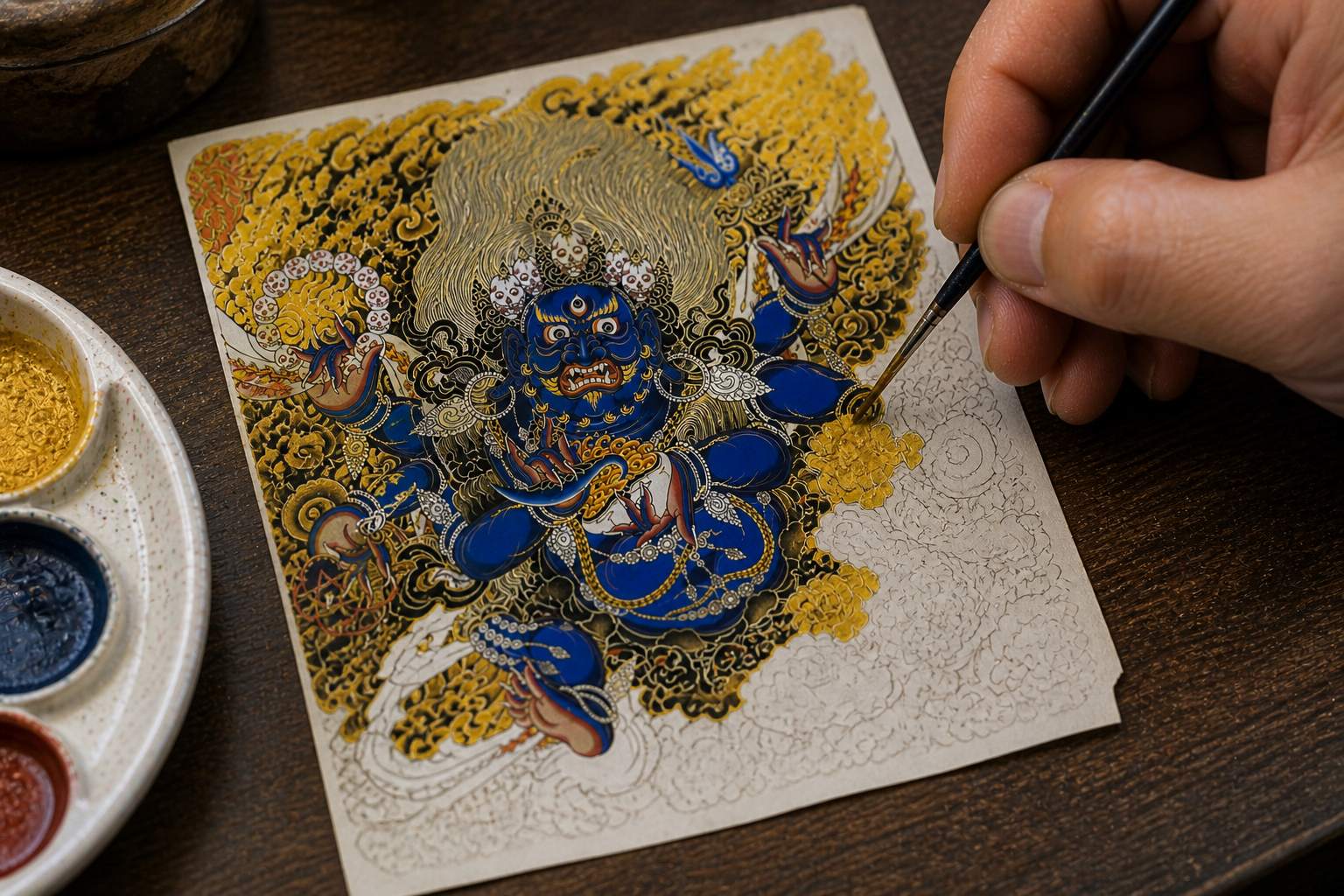 Blue Six-Armed Mahakala 
