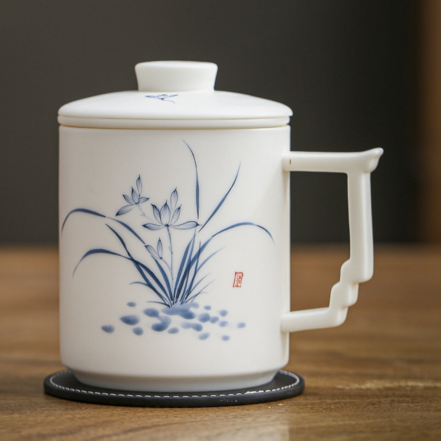"Blanc De Chine" Hand-Painted Ceramic Tea Cup