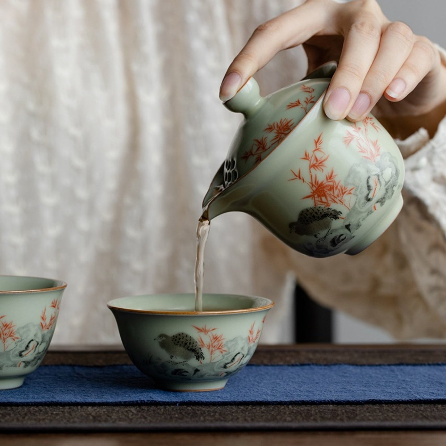 Portable Handmade Ru Kiln Ceramic Tea Set