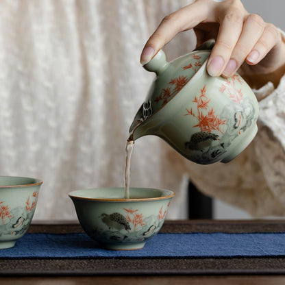 Portable Handmade Ru Kiln Ceramic Tea Set