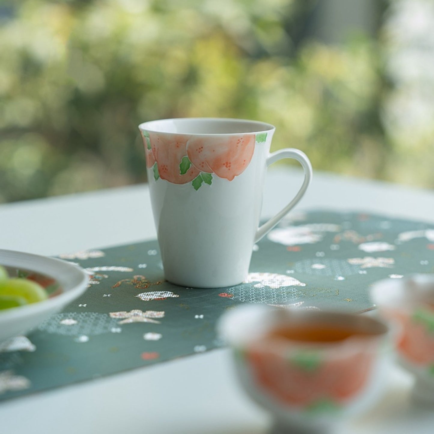 Hand-painted Pink Peach Pattern Ceramic Mug
