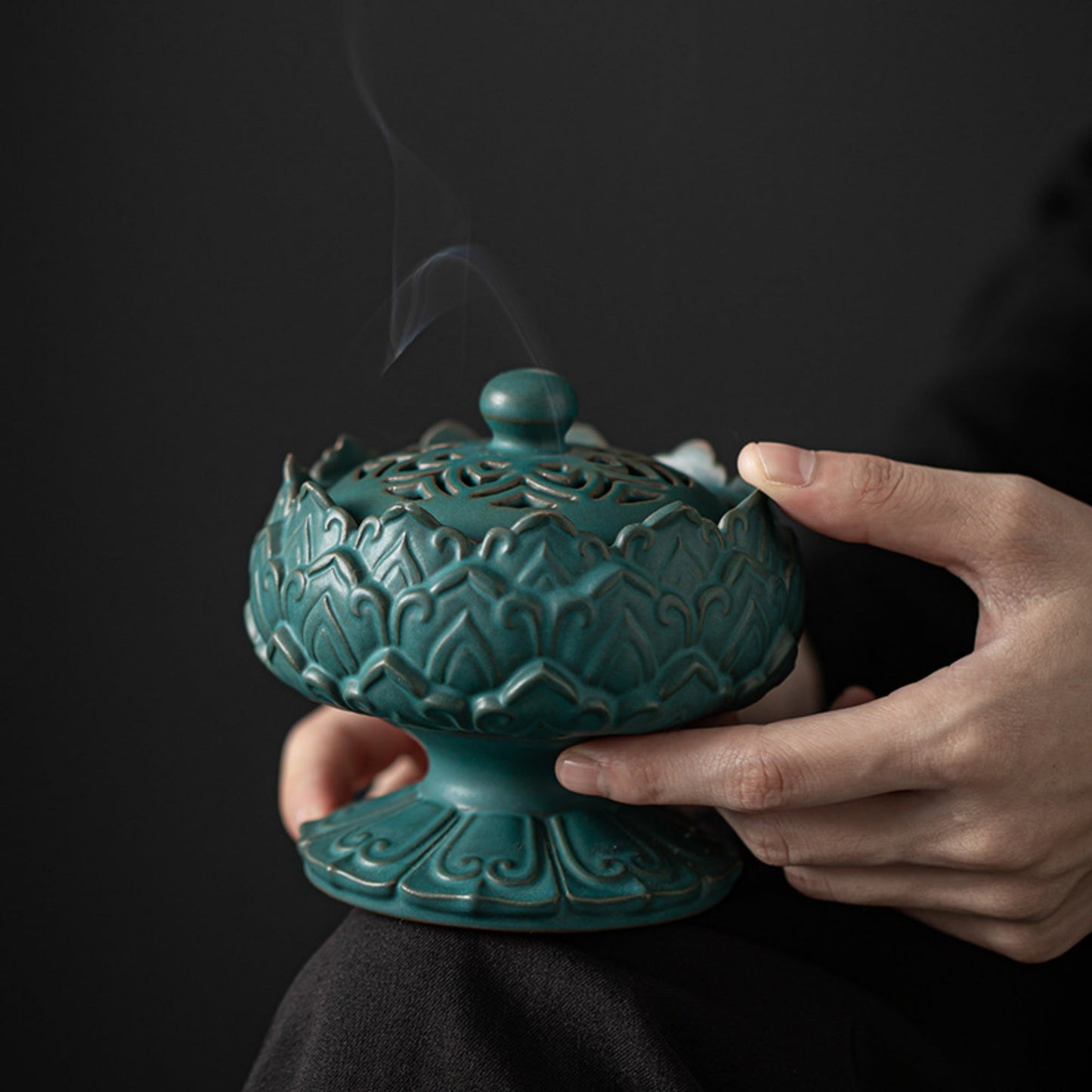 Lotus Platform Ceramic Incense Burner