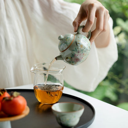 Ru Kiln Hexagonal Handmade Ceramic Teapot