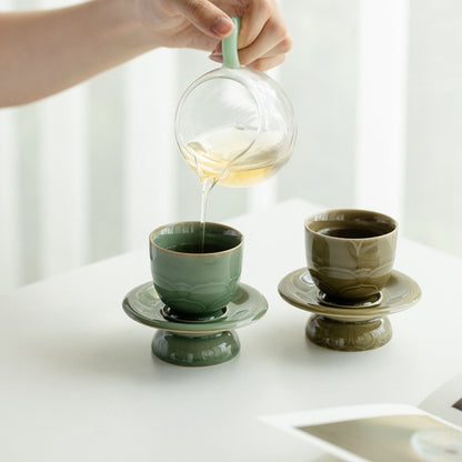 Yue Kiln Celadon Vintage Lotus Tea Cup