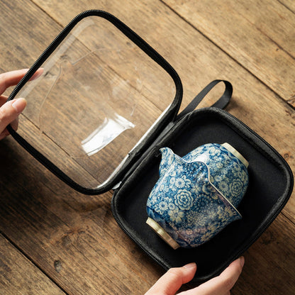 Ice Crack Blue and White Porcelain Handmade Tea Set