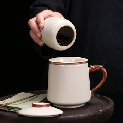 Ru Kiln Crackle Glaze Handmade Ceramic Teacup