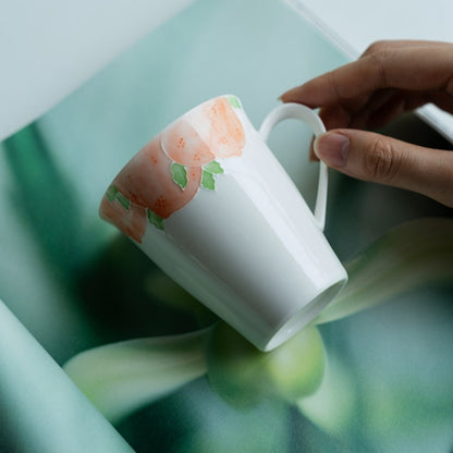 Hand-painted Pink Peach Pattern Ceramic Mug