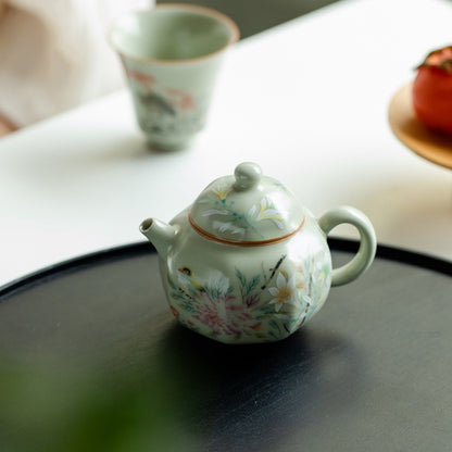 Ru Kiln Hexagonal Handmade Ceramic Teapot
