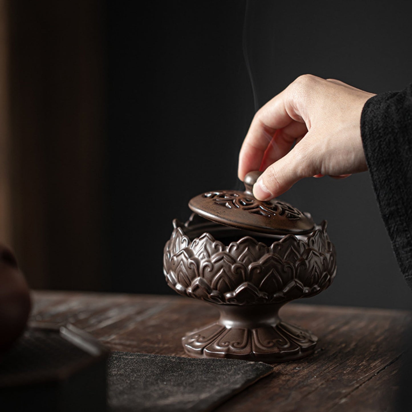 Lotus Platform Ceramic Incense Burner