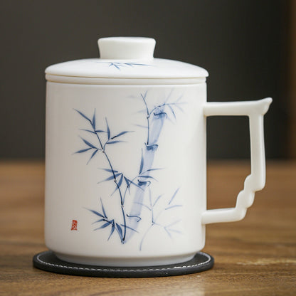 "Blanc De Chine" Hand-Painted Ceramic Tea Cup