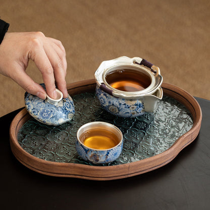 Handmade Floral Silver-Plated Ceramic Tea Set