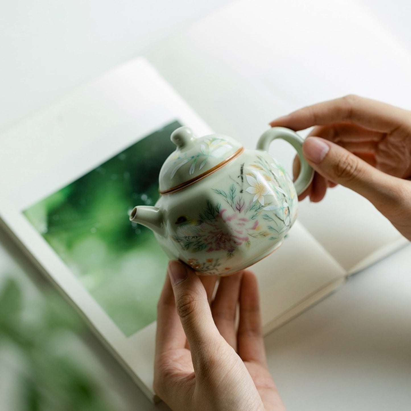 Ru Kiln Hexagonal Handmade Ceramic Teapot