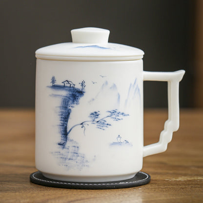 "Blanc De Chine" Hand-Painted Ceramic Tea Cup