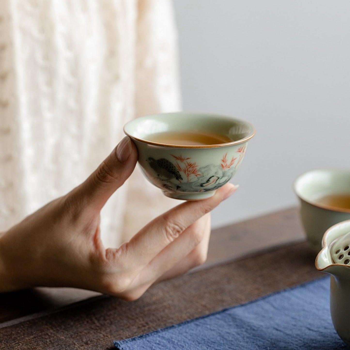 Portable Handmade Ru Kiln Ceramic Tea Set