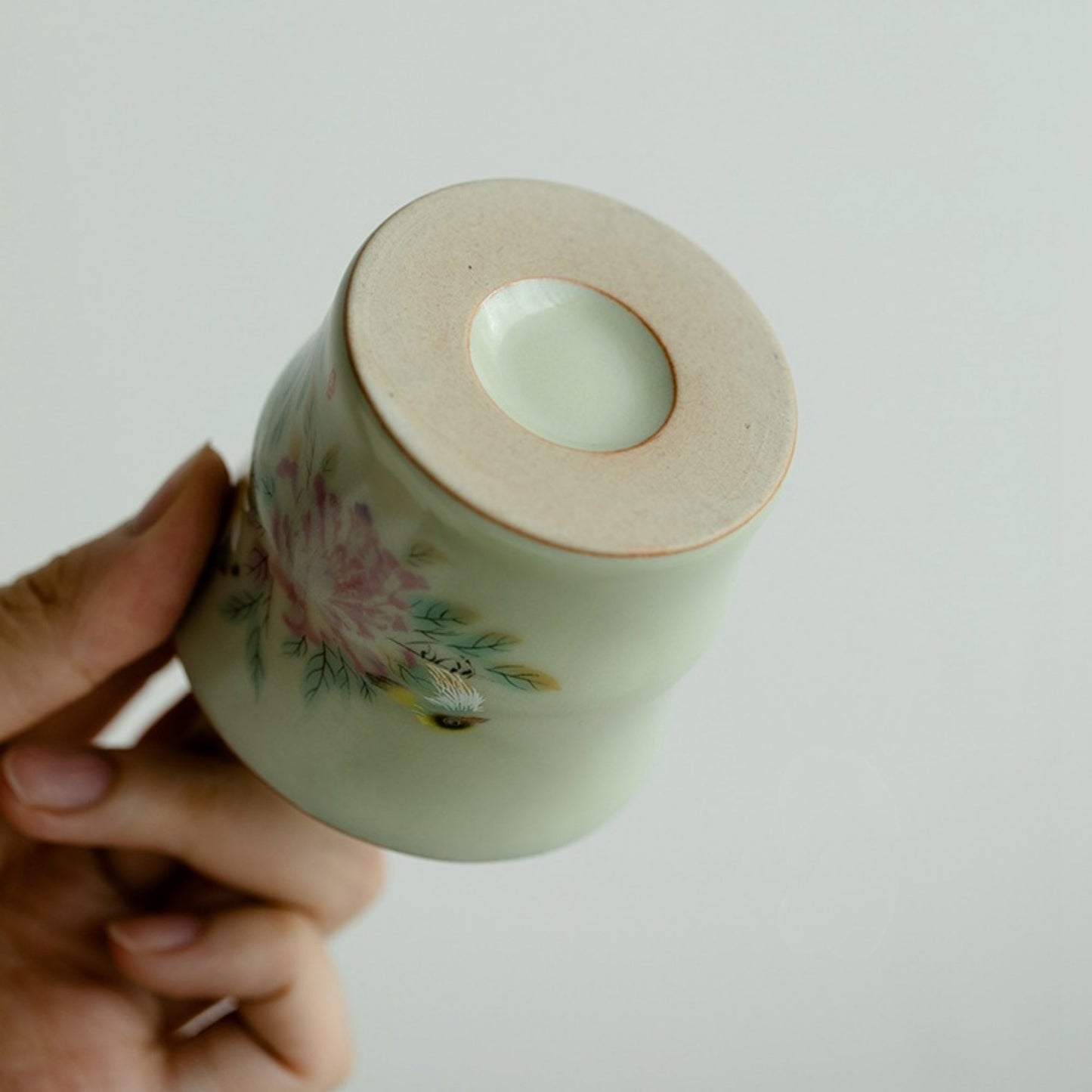 Handmade Bamboo-Shaped Ru Kiln Ceramic Tea Cup