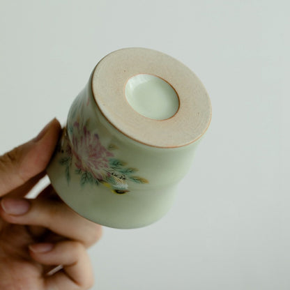 Handmade Bamboo-Shaped Ru Kiln Ceramic Tea Cup