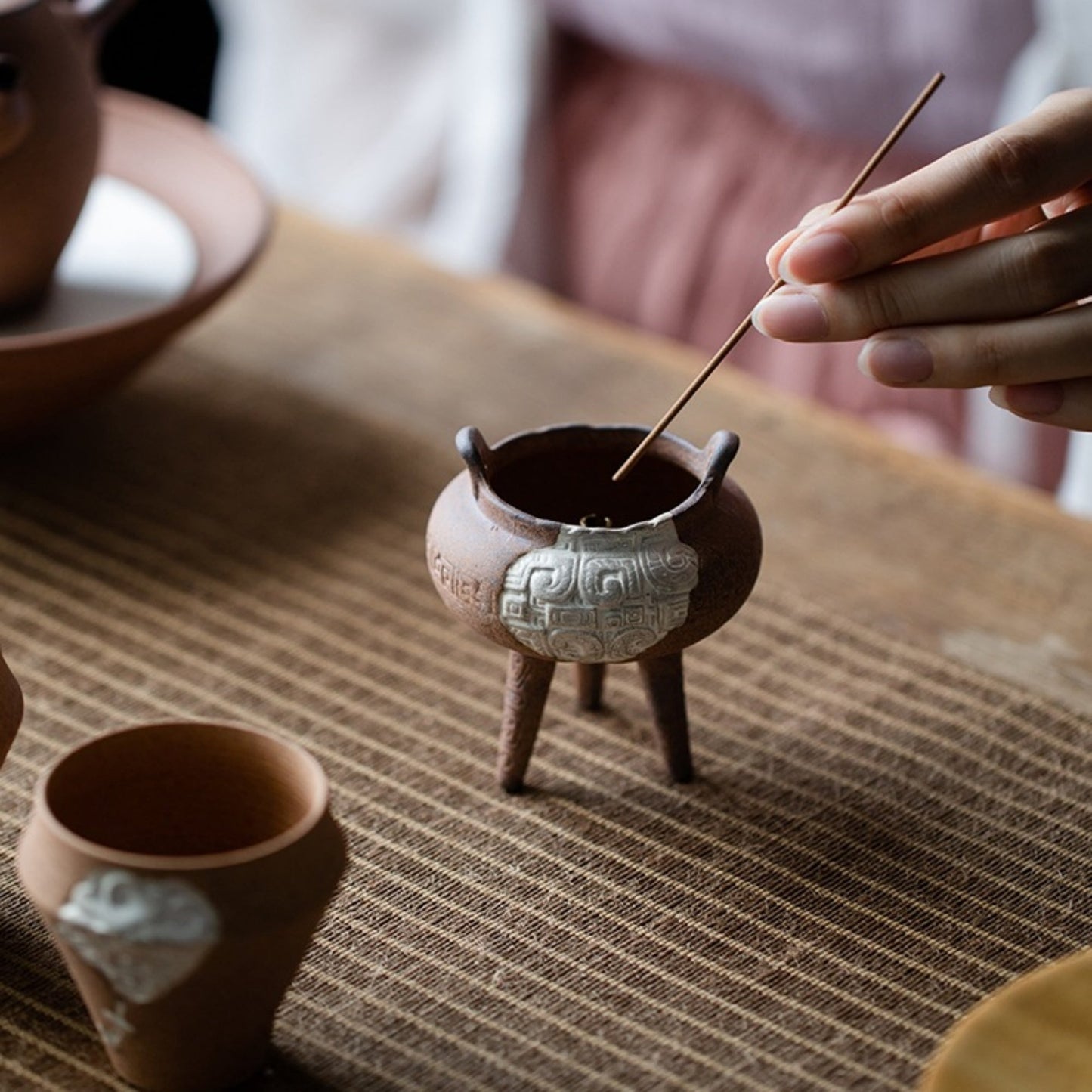 Taotie Three-legged Tripod Incense Burner