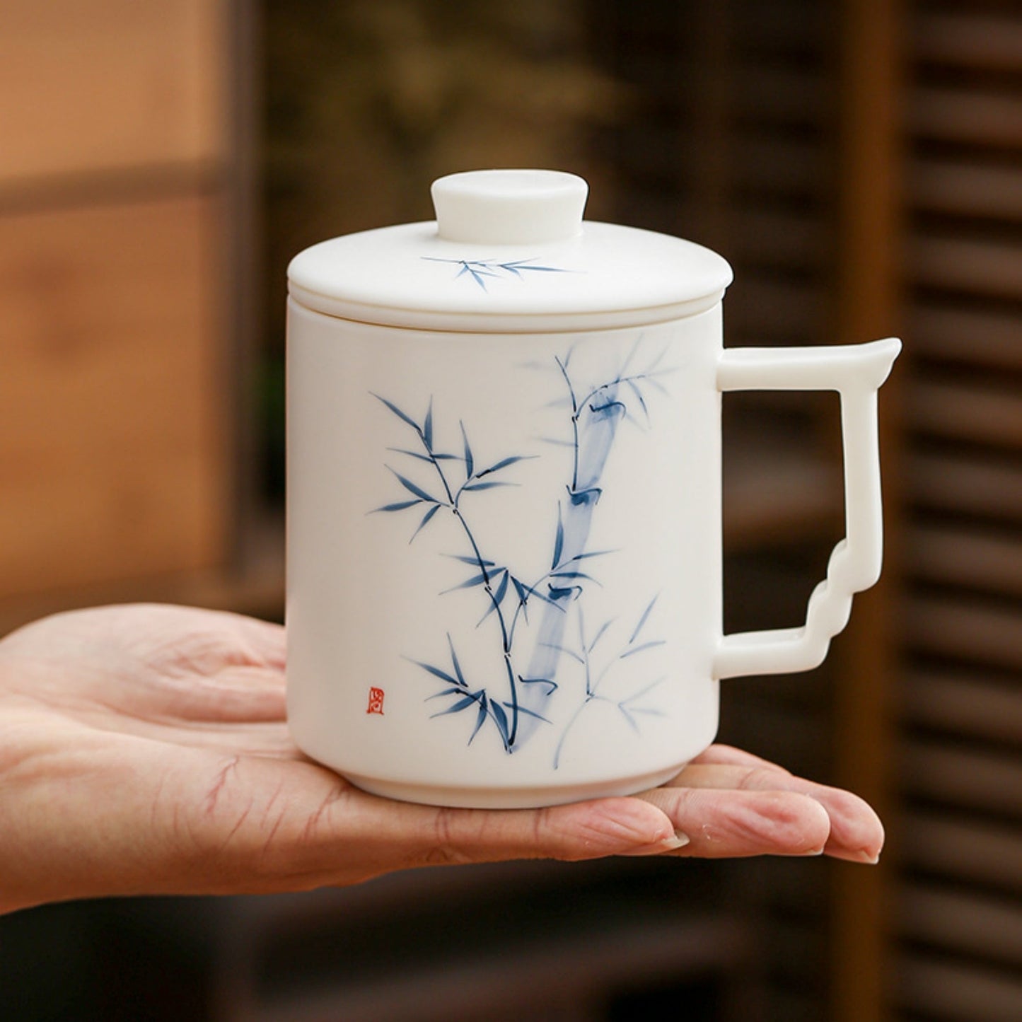 "Blanc De Chine" Hand-Painted Ceramic Tea Cup