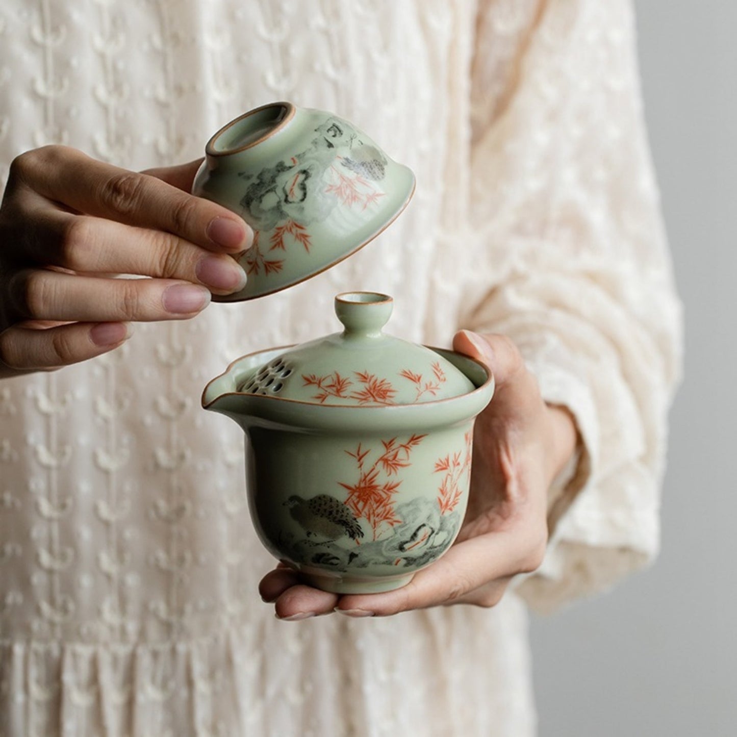 Portable Handmade Ru Kiln Ceramic Tea Set