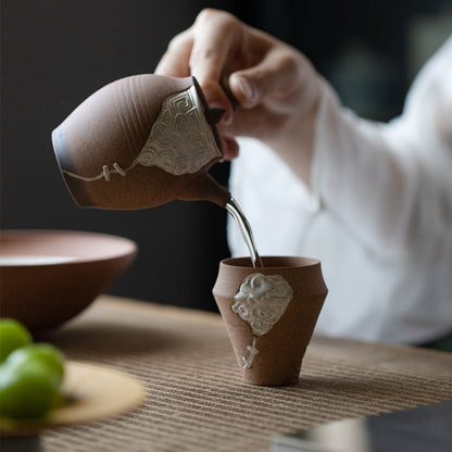 Taotie and Auspicious Clouds Handcrafted Ceramic Tea Set