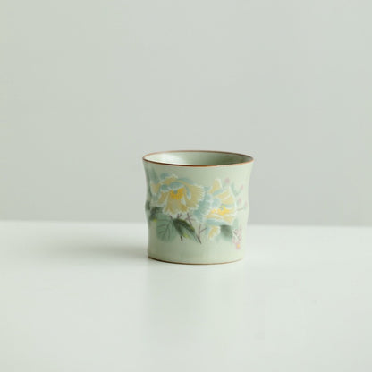 Handmade Bamboo-Shaped Ru Kiln Ceramic Tea Cup
