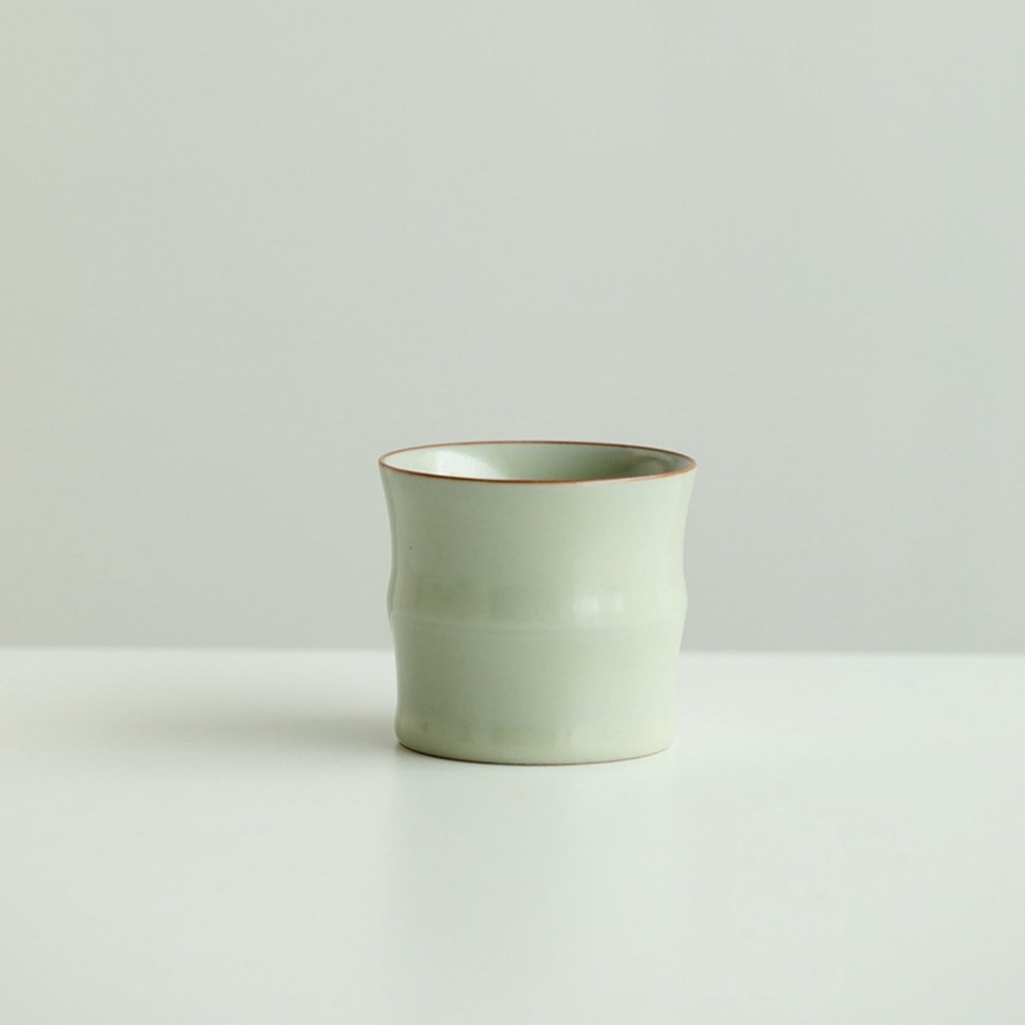 Handmade Bamboo-Shaped Ru Kiln Ceramic Tea Cup
