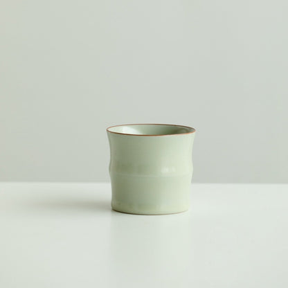 Handmade Bamboo-Shaped Ru Kiln Ceramic Tea Cup