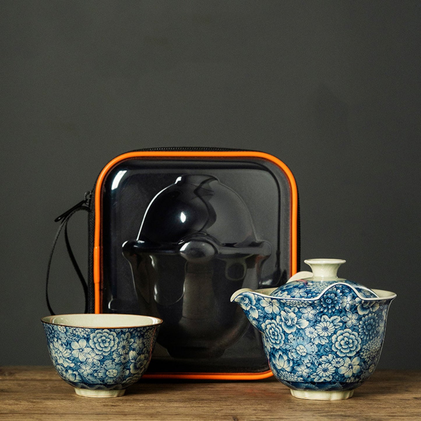Ice Crack Blue and White Porcelain Handmade Tea Set