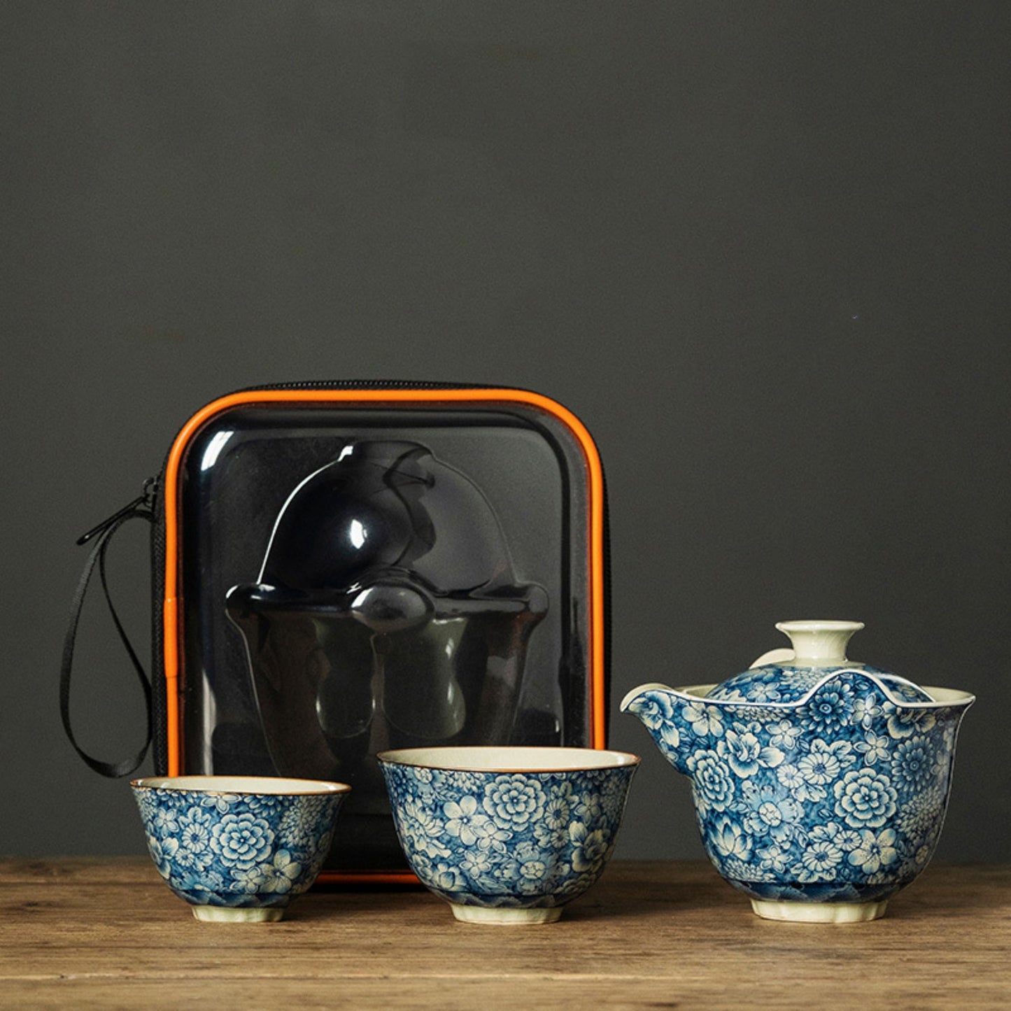 Ice Crack Blue and White Porcelain Handmade Tea Set